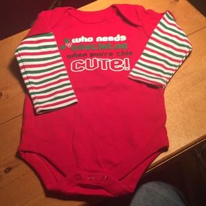 boy or girl CHRISTMAS 6-9 mo onesie  EUC
